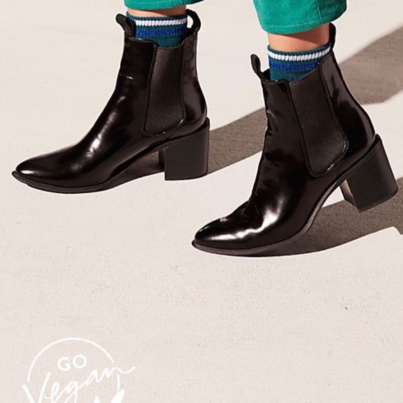 Free People Shoes - Free People Vegan Black Leather Midtown Heel Boot